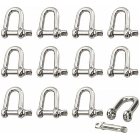 Manille Inox 12 Pièces M4 Manille Inox Acier Manille de Levage Manille D'anneau de D de Chaîne Manille Goupille Vis Boucle Manille Droite Joint Fermoir pour Chaîne (1/5)