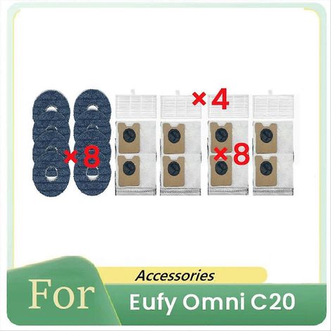 Lot de 20 pièces pour robot aspirateur Eufy Omni C20 : accessoires, pièces de rechange, filtre de balai, bac à poussière (1/4)