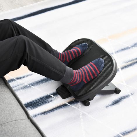Repose-pieds réglable en hauteur et en inclinaison avec surface de massage et coussinets antidérapants, noir (1/5)