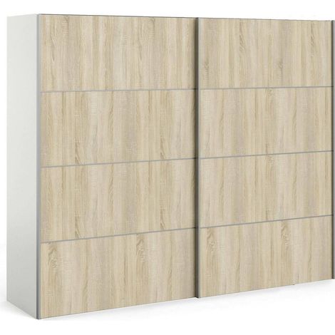 Dmora - Guardaroba 2 ante Avelengo, Mobile camera da letto, Cabina armadio portabiti, Armadio appendiabiti, 243x64 h202 cm, Quercia e Bianco