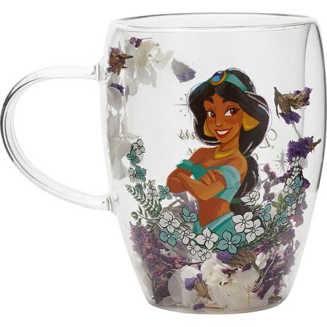Taza cristal flores secas Jasmine Princesas Disney