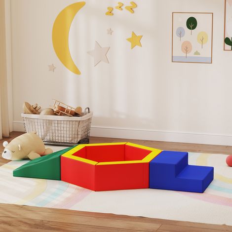 Parcours motricité bébé en mousse EPE avec piscine à balles, module motricité bébé avec housse en PU, multicolore (1/5)
