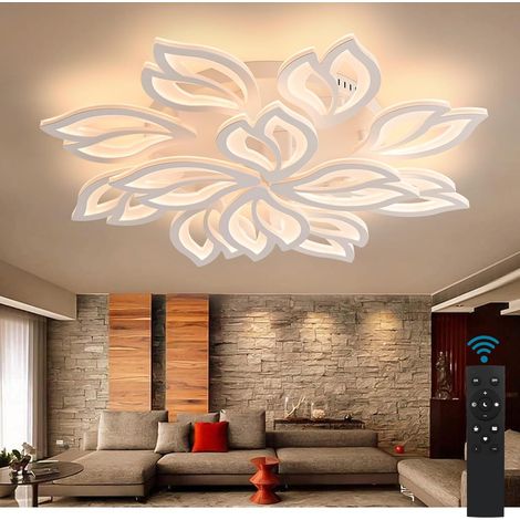 Plafonnier LED avec télécommande, lampe de chambre à coucher à intensité variable, plafonnier de salon créatif en forme de fleur (1/5)