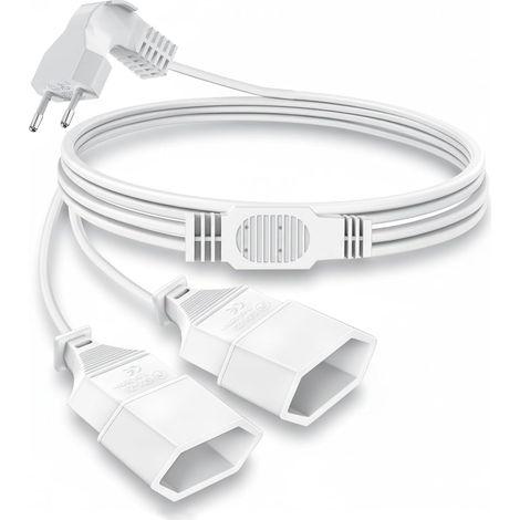 Rallonge électrique 3M, rallonge 2 en 1 avec Prise européenne,fiche de Type C,câble d'alimentation, Plat 250 V/2,5 A, rallonge Plate pour téléviseur, Ordinateur Personnel,Ordinateur (1/5)