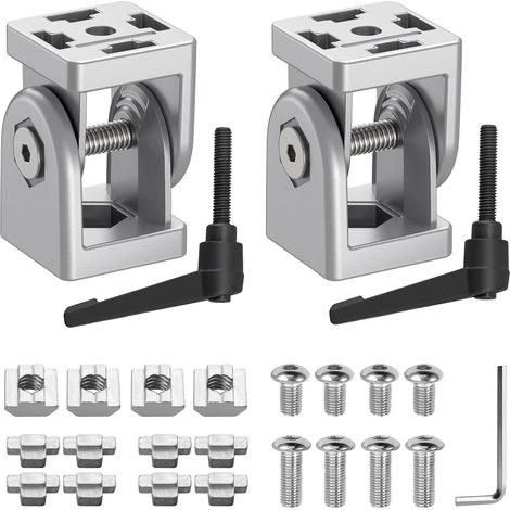 Lot de 2 Connecteurs Profilé Aluminium 4040, Argent (1/5)