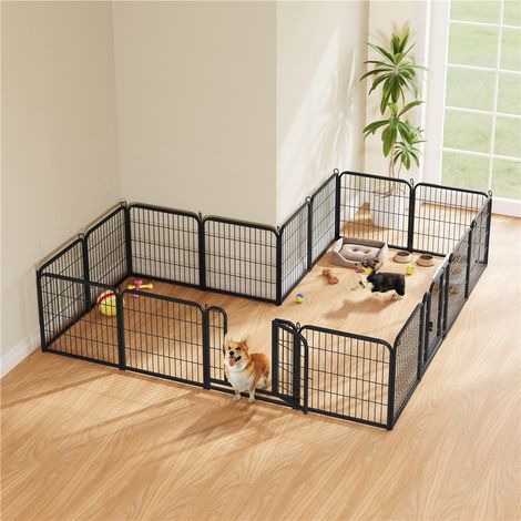Yaheetech – Parc pour chien pliable 16 panneaux en métal – Dimensions 60x60cm – Structure renforcée avec loquet automatique – Pour chiots et petits animaux