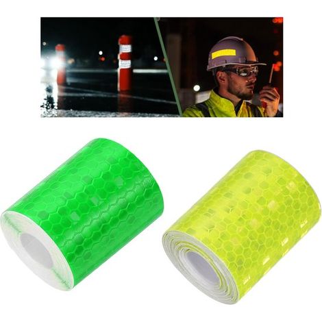 Cinta reflectante,tiras reflectantes,reflector autoadhesivo,reflector para bicicleta,reflectores para bicicleta,5 cm x 3 m,verde + amarillo (1/5)