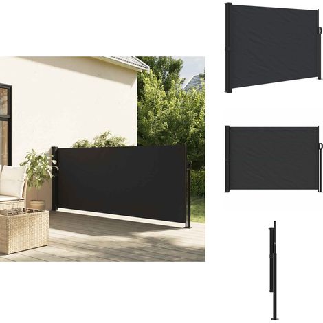 Seitenmarkise Ausziehbar Schwarz 140x500 cm - Seitenmarkise - Gartensonne - Sonnensschutz - Balkonabdeckung - Terrassenüberdachung (1/5)