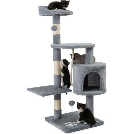 Cat Tree, Height 112 cm, Sisal, Plush, Cave, Platform, Indoor (1/5)