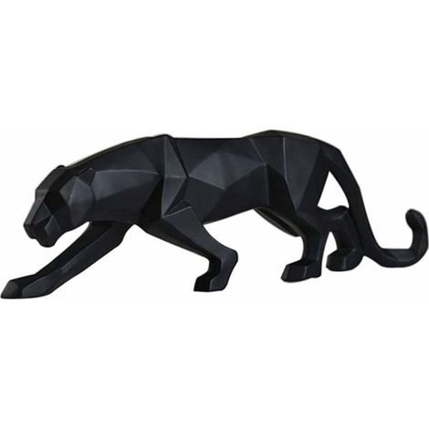 Panther Sculpture Ornaments, Panther Sculpture/Statue Modern Geometric Resin Leopard Ornaments/Art Craft Decor for Home Library Window Store - Black, Small,25cm