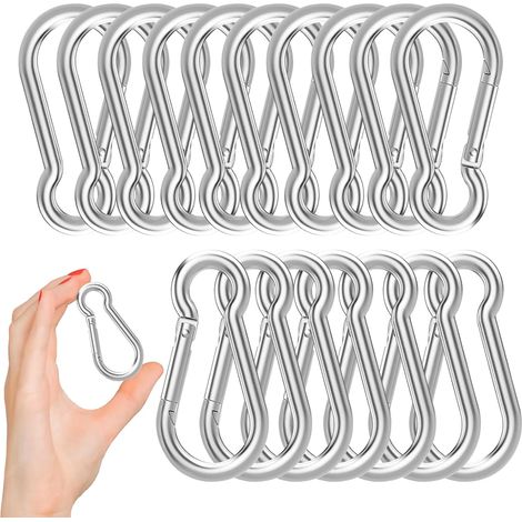 Lot de 50 mousquetons robustes de 7,6 cm (3 pouces), mousqueton à ressort en acier galvanisé de 8 mm (5/16 pouce), capacité de 227 kg (500 lb), maillons rapides à ressort M8 pour le camping, la randon (1/5)
