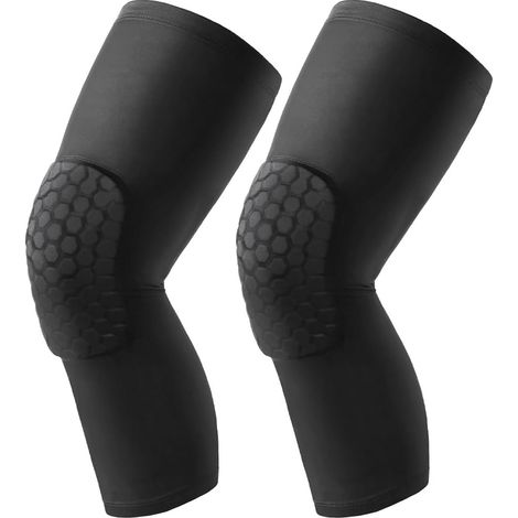Genouillère de Sport, Genouillère Cellulaire de Sport, Genouillères Anticollision Nid d'abeille 2 Unités, Confort Polyvalent Unisexe, pour Volleyball Football Basket Danse (XL-Style long) (1/5)