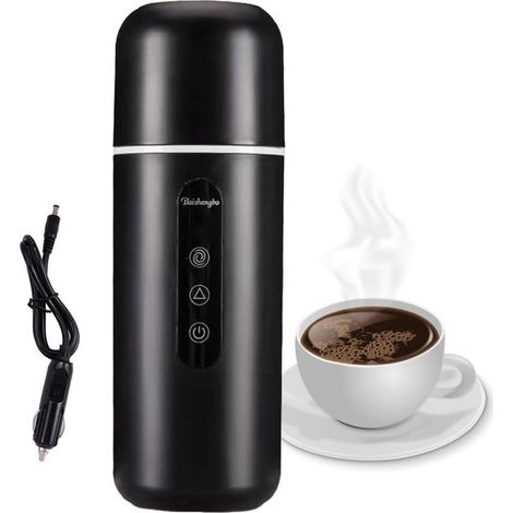 Taza eléctrica calefactora para coche de 12V/24V (420ml) fabricada en acero inoxidable 304 en negro mate，Con función de mantener caliente (1/5)