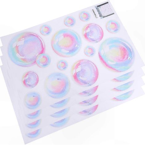 Lot de 4 stickers muraux à bulles amovibles, faciles à appliquer et sans résidus, pour la décoration de salle de bain, chambre, chambre d'ado ou fête. (1/5)