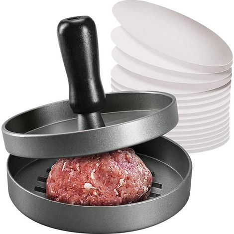 Pressa per hamburger Dailygoods, design professionale, alluminio, 100 fogli di carta da forno, rivestimento antiaderente, spessore massimo 1 cm, materiale idoneo al contatto con gli alimenti. (1/5)