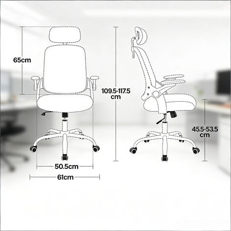 Chaise de bureau classique à dossier haut, chaise ergonomique pour ordinateur et conférence – confort maximal, réglable, noir (1/4)