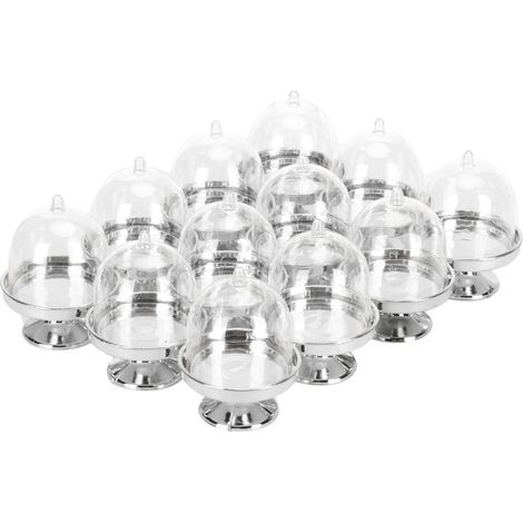 12 Pièces Mini Boîte à Bonbons Support Gâteau Plateau Cupcake Présentation avec Couvercle Fournitures Fête Argent Dessous (1/5)