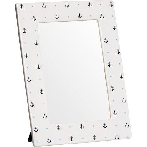 Premier Housewares Photo Frames For Bedroom Living Room Hallways Made Of Natural Dolomite With Smooth Finish Navy Blue Anchor Design Frame W16 X D1 X H21cm.