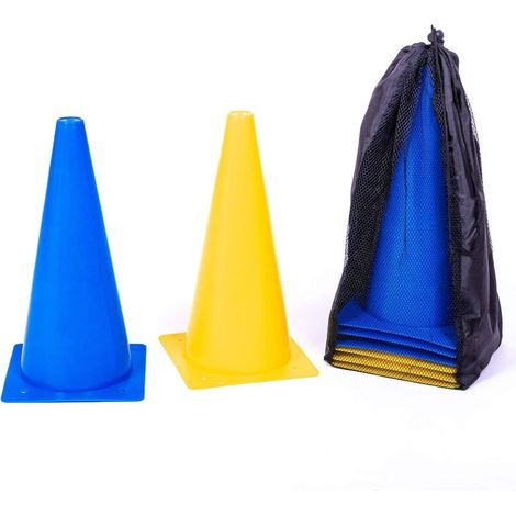 Trainingshütchen-Set, 8 Stück, 30 cm, flexibel, blau und gelb – Sporthütchen – Markierungshütchen (1/3)