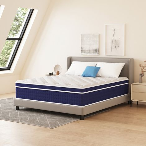 Matelas 200 x 160 cm - Ressorts ensachés orthopédiques 7 zones - Fermeté H3 - Épaisseur 30 cm avec couche de mousse mémoire -  Essai de 101 nuits