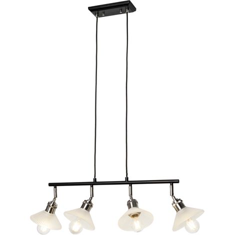 Litecraft Aya Ceiling Pendant Industrial 3 Light With Glass Shades- Satin Nickel (1/5)
