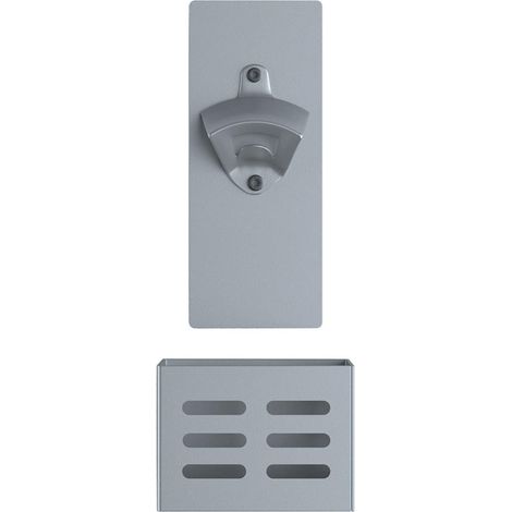 Ouvre-bouteille Magnetique avec Bac a Bouchons - Fixation Murale ou sur Refrigerateur - Acier Inoxydable et Acier au Carbone - 1 Piece (1/5)