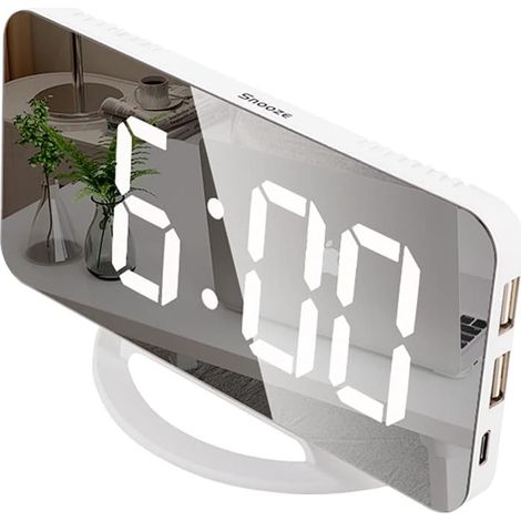 MINKUROW Multifunktionaler LED-Digitalwecker-Spiegel LED-Digitalwecker-Spiegel für Zuhause, Wohnzimmer, (Weißes Muschellicht) (1/3)
