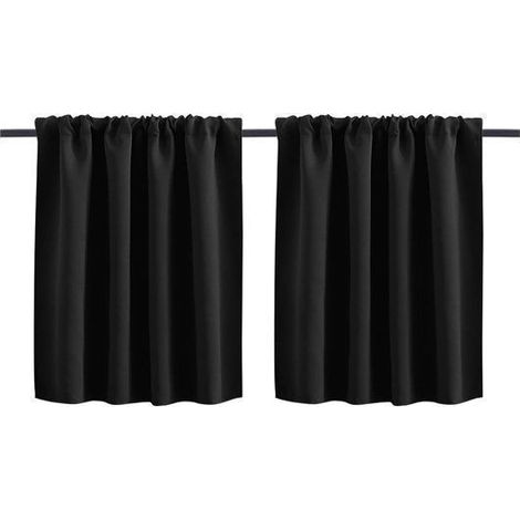 Rideaux - Cuisine Occultants Courts Passe-Tringle 76x60cm - Polyester - Noir (1/5)