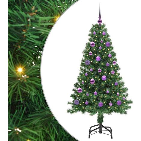 Sapin de Noël artificiel vert, 150 cm, en PVC, acier et plastique. (1/5)