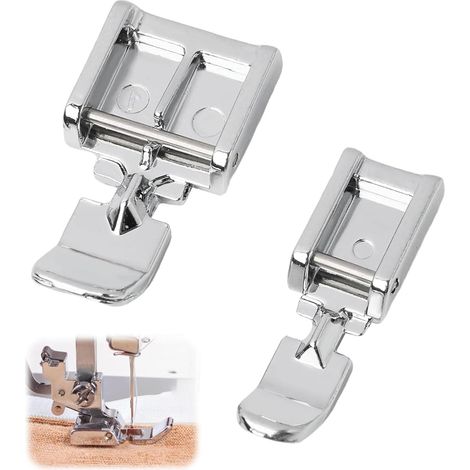 2 Pieds de machine à coudre, Acier inoxydable, Fermeture éclair universel, Tige basse, Singer Brother Babylock (1/5)