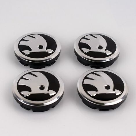 SK05 - Enjoliveurs 60 mm, lot de 4, Skoda argenté, taille unique