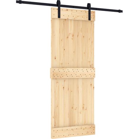 Porte coulissante Naturel et noir 80 x 210 cm vidaXL
