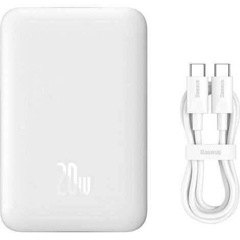 Mini banco de energía de 10000 mAh con carga inductiva MagSafe PD de 20 W, color blanco (1/5)