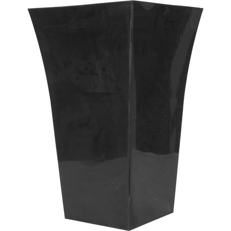 2 x Black Milano Tall Plastic Shiny Gloss Planters