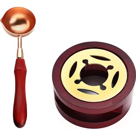 Hot Wax Seal Melting Kit, Wax Seal Melting Kit with Spoon, Wood Hot Wax Seal with Spoon, Suitable for Making Wedding/Party/Holiday Invitations