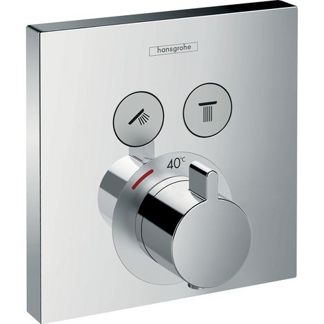 Hansgrohe – Mitigeur thermostatique encastré pour douche – 2 sorties – Débit 25 l/min – Cartouche thermostatique – Limiteur de température réglable – 15763000