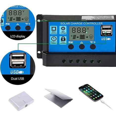 12V/24V PWM-Solarladeregler, stabiles LCD-Display, einstellbare Parameter, lichtempfindlicher Regler mit Digitalanzeige (1/5)