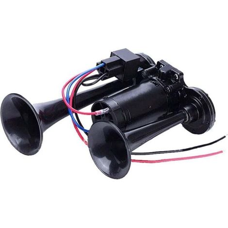 Klaxon double 600 dB, super puissant, avec compresseur, pour voitures, motos, camions, trains et bateaux 12 V (noir) (1/3)