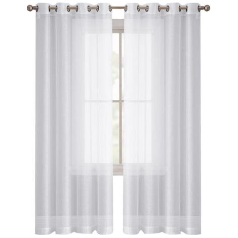 Rideaux voilage légers 140x260 cm – Ensemble de 2 pièces en polyester blanc – Respirants et occultants pour salon et chambre