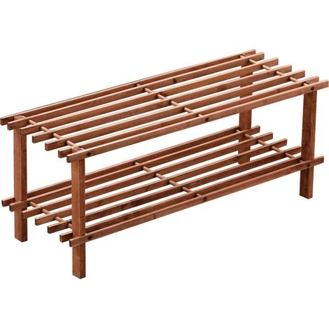 Premier Housewares Dark Cedar Wood 2 Tier Shoe Rack (1/5)