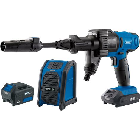 Draper D20 20V Cordless Pressure Washer and Wireless Speaker Combo with 2.0Ah and 3.0Ah Batteries and Fast Charger (1/5)