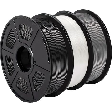 3D-Drucker-Filament, PLA-Material, 1,75 mm Durchmesser, 3 Rollen pro Packung, PETG-1BK-1WT-1GY (1/2)