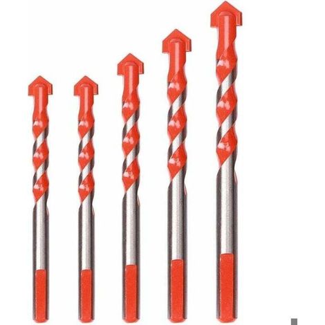 Forets carrelage verre diamant, lot de 5, mèches 6/8/10/12 mm, multi-matériaux pour céramique, béton, brique, verre, plastique, bois (1/5)