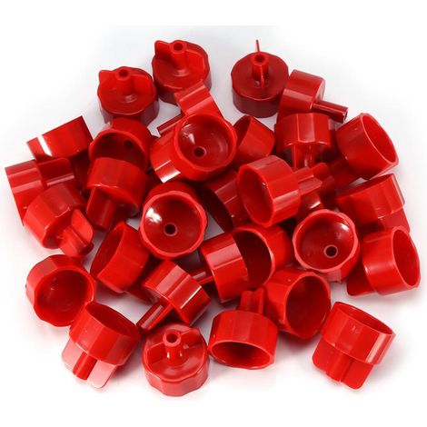 100 pièces de clips, entretoises, sangles et outils pour système de nivellement de carreaux plats en plastique (bouchon rouge) (1/4)