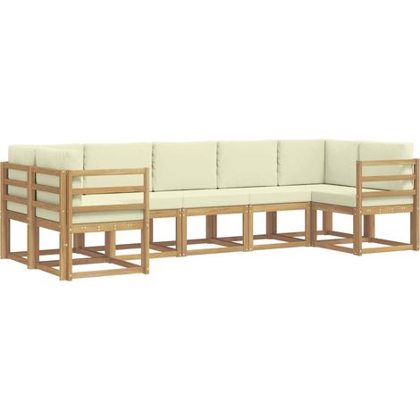 Outdoor Sofa Set 7 pcs White and Cream vidaXL (1/5)