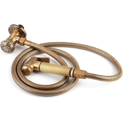 Pulvérisateur de Bidet Tenue en Main en Laiton Vintage Ensemble de Pulvérisateur pour Toilette et Salle de Bains Accessoire d'Hygène Intime au Design Rétro et Élégant (1/5)