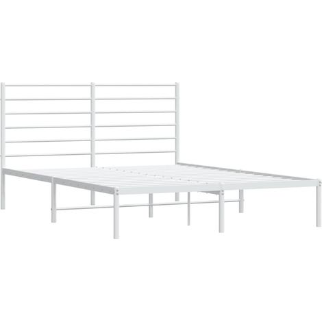 vidaXL Cadre de lit métal sans matelas et tête de lit blanc 140x200 cm (1/5)