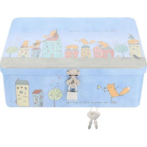 Boîte de rangement décorative en fer-blanc, porte-boîte de bureau, récipient en fer-blanc avec serrure (1/5)