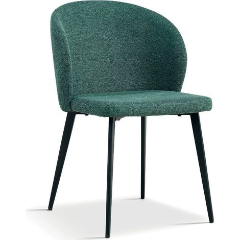 Silla tapizada en tela para comedor en color verde. Colección HARDIN