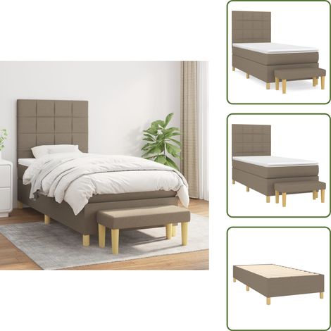 Colchón ensacado - vidaXL Cama box spring con colchón tela gris taupe 90x190 cm - Cama de muelles